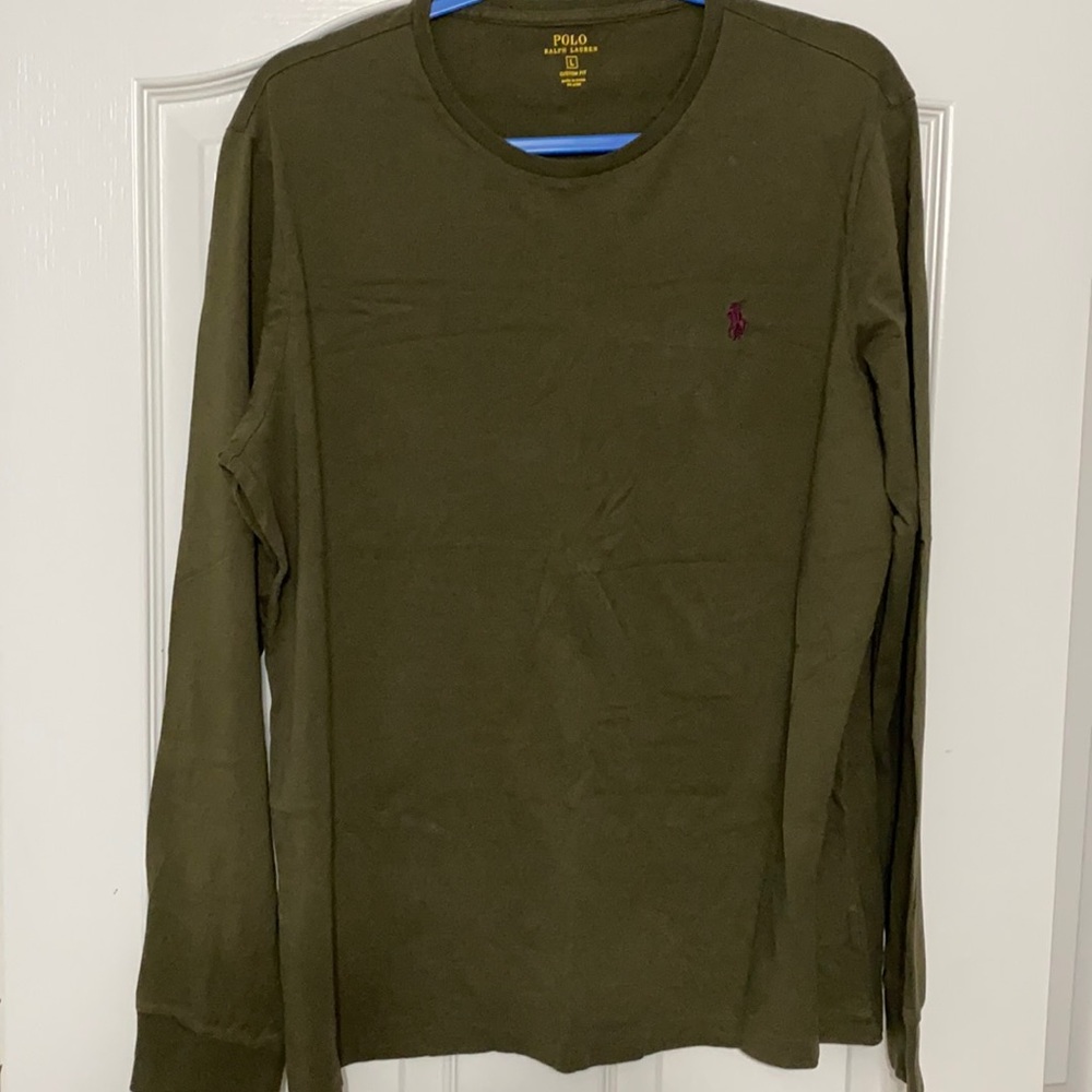 Ralph Lauren Long Sleeve Olive Tee | Large